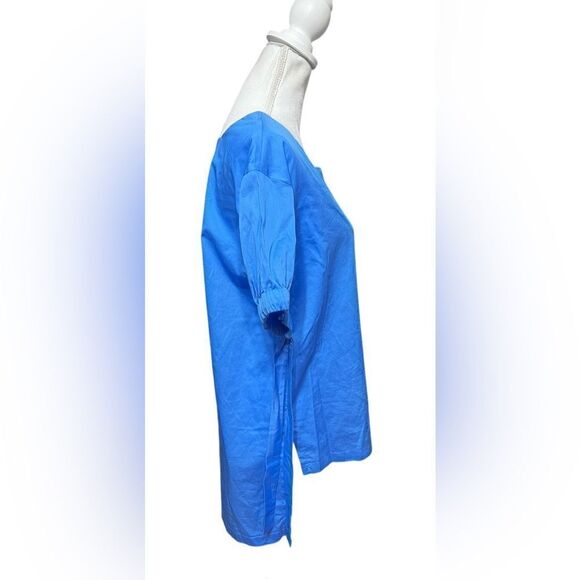 Harshman Womens Zita Top Size XS Blue Square Neck Blouse Tie Sleeve Detail - Picture 3 of 6